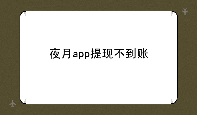 夜月app提现不到账