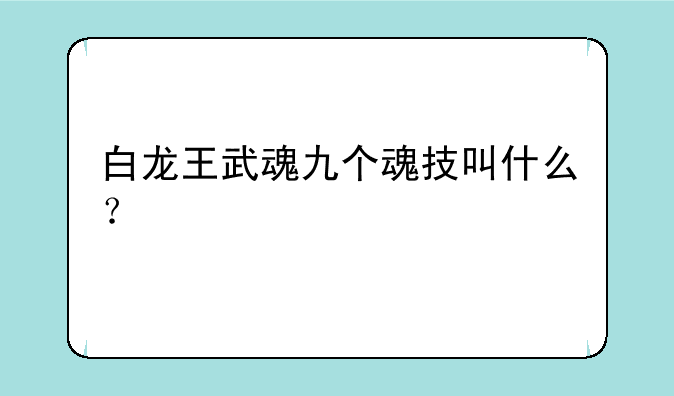 白龙王武魂九个魂技叫什么？