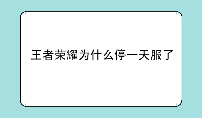 王者荣耀为什么停一天服了