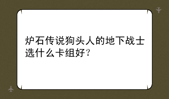 炉石传说狗头人的地下战士选什么卡组好？