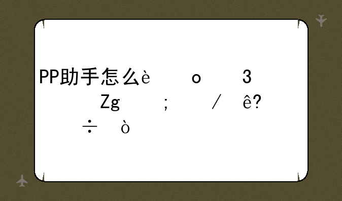 PP助手怎么进行资料与程序备份？