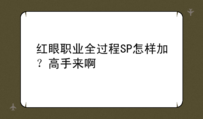红眼职业全过程SP怎样加？高手来啊