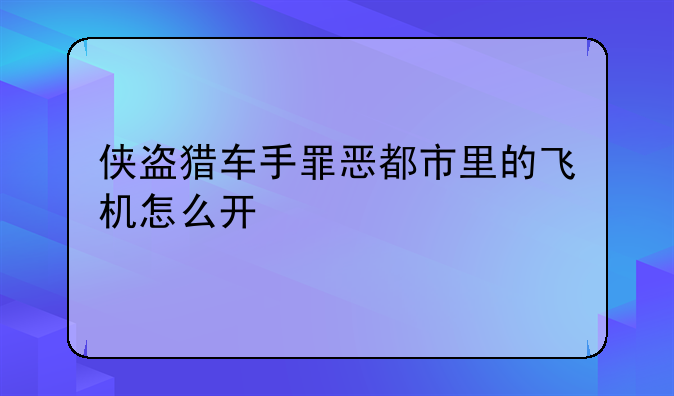 侠盗猎车手罪恶都市里的飞机怎么开