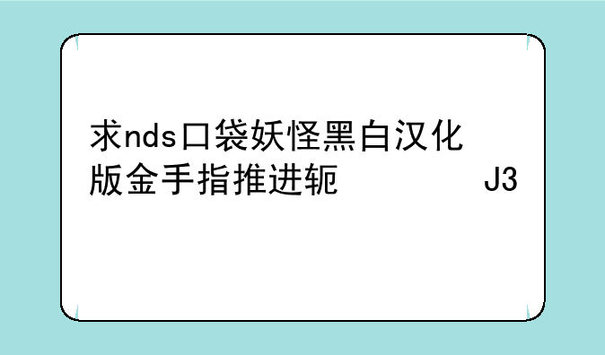 求nds口袋妖怪黑白汉化版金手指推进软件和代码