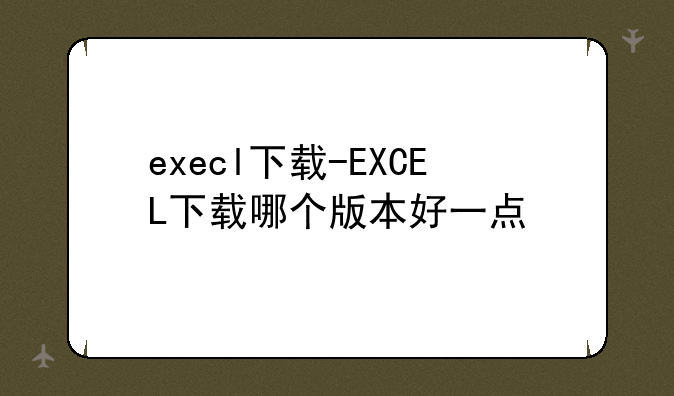 execl下载-EXCEL下载哪个版本好一点