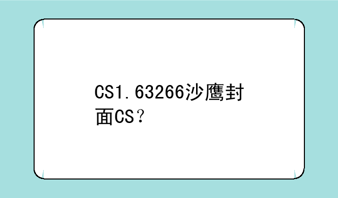 CS1.63266沙鹰封面CS？