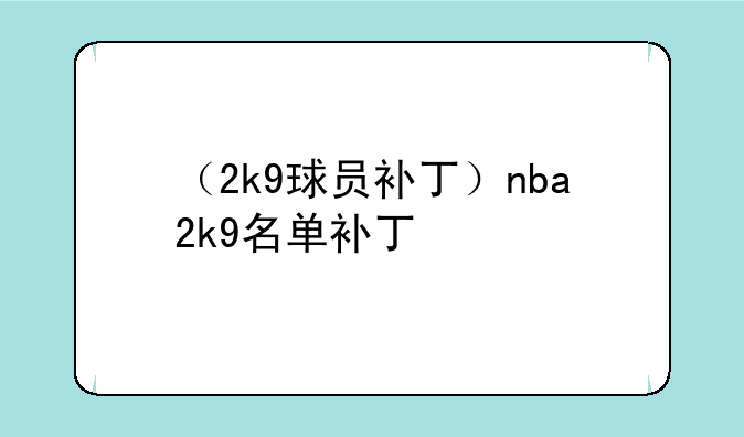 （2k9球员补丁）nba2k9名单补丁